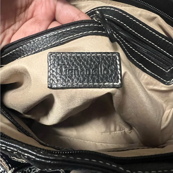 Authentic Vintage Tignanello Genuine Leather Black Shoulder Purse LIKE NEW - Picture 5 of 7